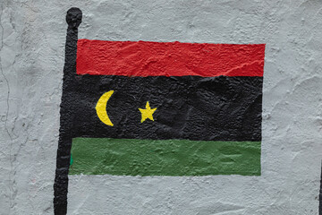 Flag of Libya, painted on a wall