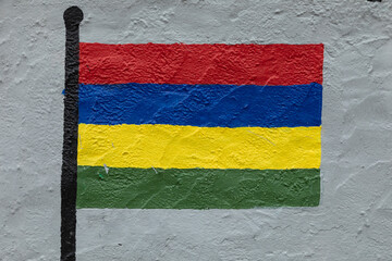 Flag of Mauritius island, painted on a wall