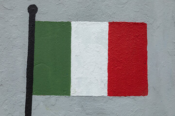 Flag of Italy, painted on a wall