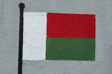 Flag of Madagascar, painted on a wall