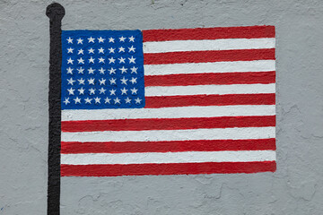 Flag of the United States of America, painted on a wall