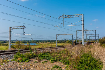 Fototapeta premium A view across along the Fourteen Arches viaduct near Wellingborough UK in the summertime