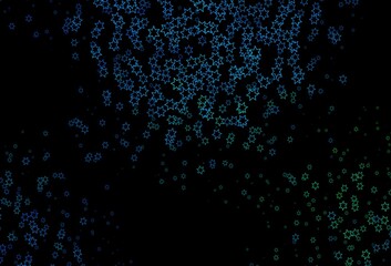Dark Blue, Green vector background with colored stars.