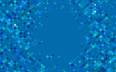 Light BLUE vector background with colored stars. Shining colored illustration with stars. Best design for your ad, poster, banner.