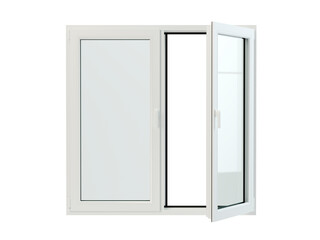 Opened window with white background, 3d illustartion