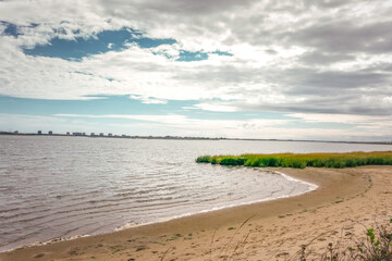 bay with sand and grass at Jamaica bay wildlife refuge