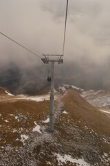 Hiking in the misty and dramatic Carpathian Mountain range in Romania, Eastern Europe