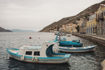 Fototapeta na wymiar fishing boats in the bay. Greece