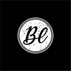 B L Initial Handwriting In Black and White Circle Frame Design