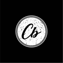 C B Initial Handwriting In Black and White Circle Frame Design