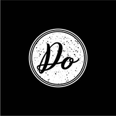 D O Initial Handwriting In Black and White Circle Frame Design