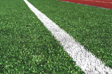 soccer field markings. Soccer,  football field. Lines on  football stadium - sport background. Copyspace,close-up.