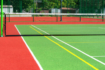 Tennis Court.Grid on court for playing big tennis.Court Net