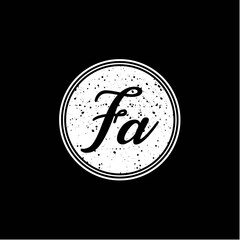 F A Initial Handwriting In Black and White Circle Frame Design