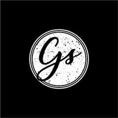 G S Initial Handwriting In Black and White Circle Frame Design