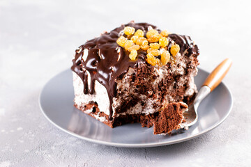 Dessert - Chocolate Layer Cake Icing and and raisins