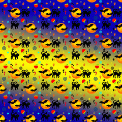 halloween with animals on blue yellow  background