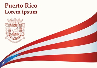 Flag of Puerto Rico, Commonwealth of Puerto Rico. Bright, colorful vector illustration.