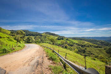 Fototapeta na wymiar Colombian highways with beautiful landscape