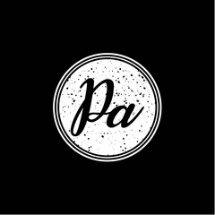 Fototapeta premium P A Initial Handwriting In Black and White Circle Frame Design