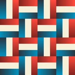 Geometric tiles pattern design. Blue, white and red colours. France and Netherland flag colour. Vector illustration.