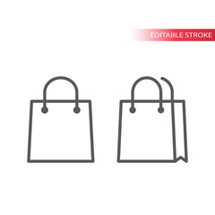 Shopping bag thin line vector icon. Simple paper bag, commerce outline symbol, editable stroke.