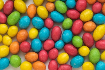 multicolored candy on a white background close-up