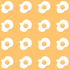 Fried Eggs seamless pattern on yellow background. Vector illustration.