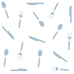 Seamless Pattern with Forks, Spoons end Knifes. Vector Illustration