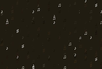 Light Black vector background with music symbols.