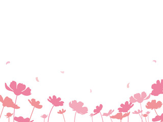 コスモス ピンク色のシルエットイラスト素材