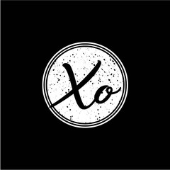 X O Initial Handwriting In Black and White Circle Frame Design
