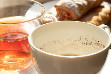 an empty coffee cup with the natural light