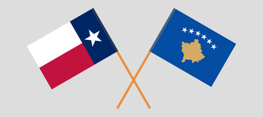 Crossed flags of the State of Texas and Kosovo