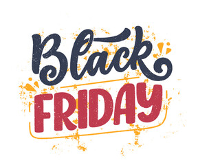 Black friday lettering in modern calligraphy style. Slogan for promotion template and sale banner. Vector