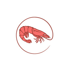 icon of fresh shrimp isolated on white background