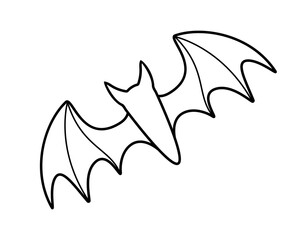 Bat - linear vector illustration - element for coloring. Bat logo - for coloring book or icon. Outline.