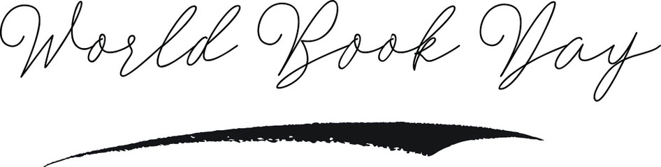 World Book Day Calligraphy White Color Text On Black Background