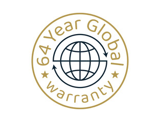 64 year global warranty images, 64 years worldwide warranty logos