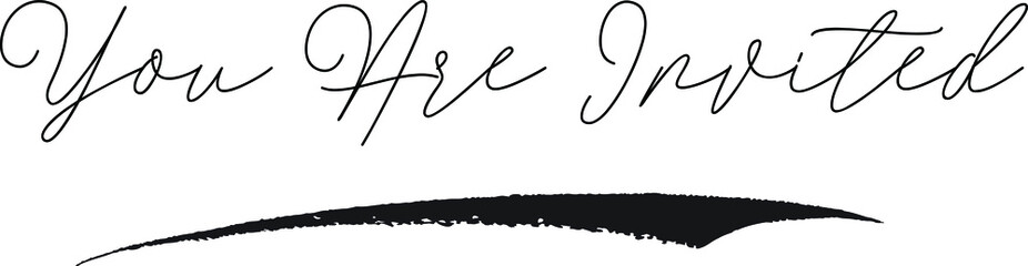 You Are Invited Calligraphy White Color Text On Black Background