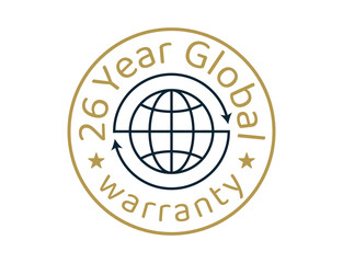 26 year global warranty images, 26 years worldwide warranty logos