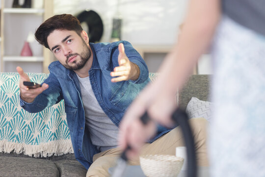 Boyfriend Watching Tv Asks His Girlfriend To Move