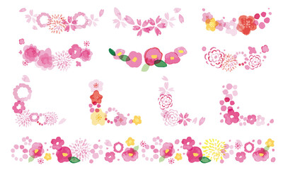 水彩タッチの花フレーム