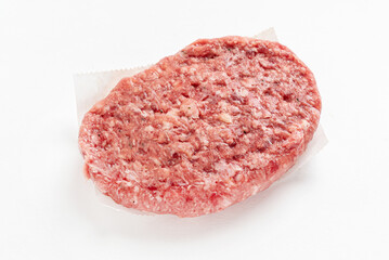  Raw minced homemade cutlets, on the white background