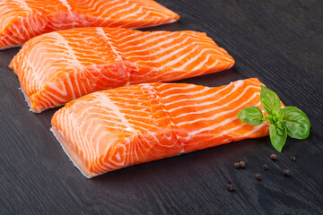  pieces of raw fresh salmon