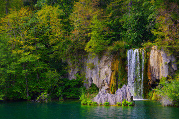 Fototapeta na wymiar Summer landscape in Plitvice National Park, Croatia, Europe