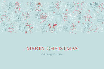 Christmas card with ornaments. Concept of Xmas background with wishes. Vector