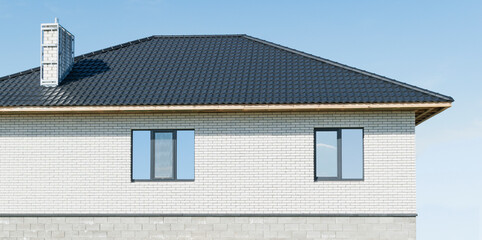 Obraz premium New house under construction with new Windows