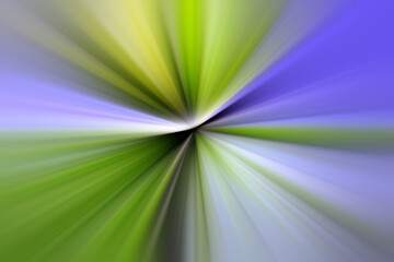 Abstract radial blur surface in dark green, lilac and gray tones. Abstract green and lilac background with radial, diverging, converging lines.