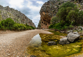 Fototapeta na wymiar Torrent de Pareis - deepest canyon amd mountains of Mallorca island, Spain